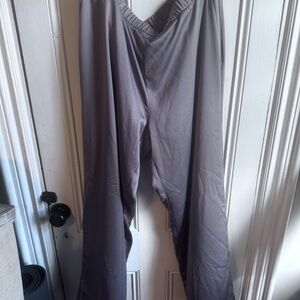 Eileen Fisher grey/purple satin Wide Leg Pants NWT